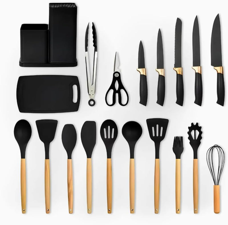 Kit MasterChef Elegance – Utensílios de Cozinha 19 Peças com 47% OFF + Copo Térmico PERSONALIZADO