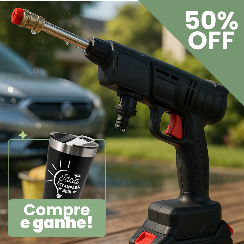 Lavadora de Alta Pressão Sem Fio 1000W + Copo Térmico PERSONALIZADO