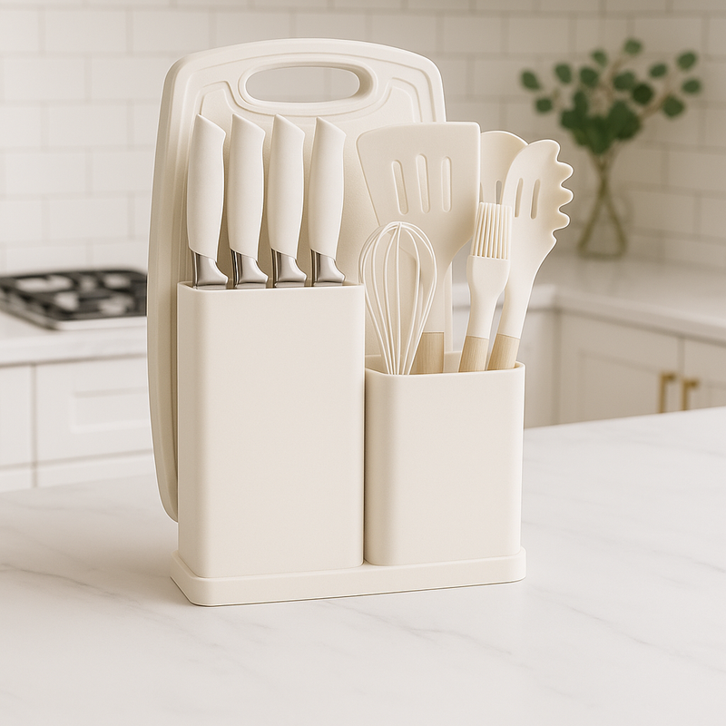 Kit MasterChef Elegance – Utensílios de Cozinha 19 Peças com 47% OFF + Copo Térmico PERSONALIZADO