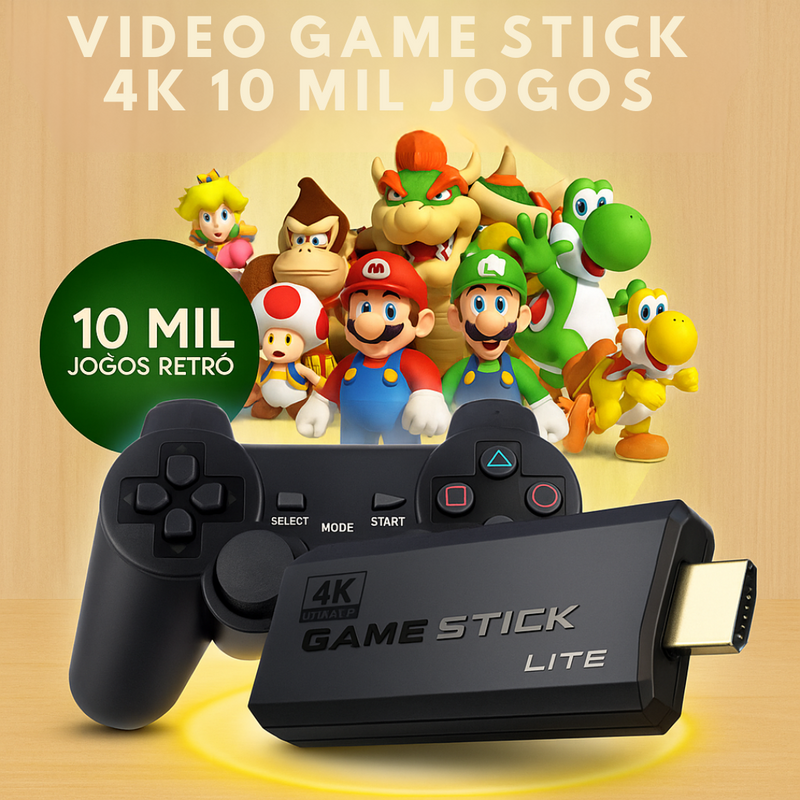 Game Stick 4K Retrô – Mais de 10.000 Jogos Clássicos em Alta Definição!