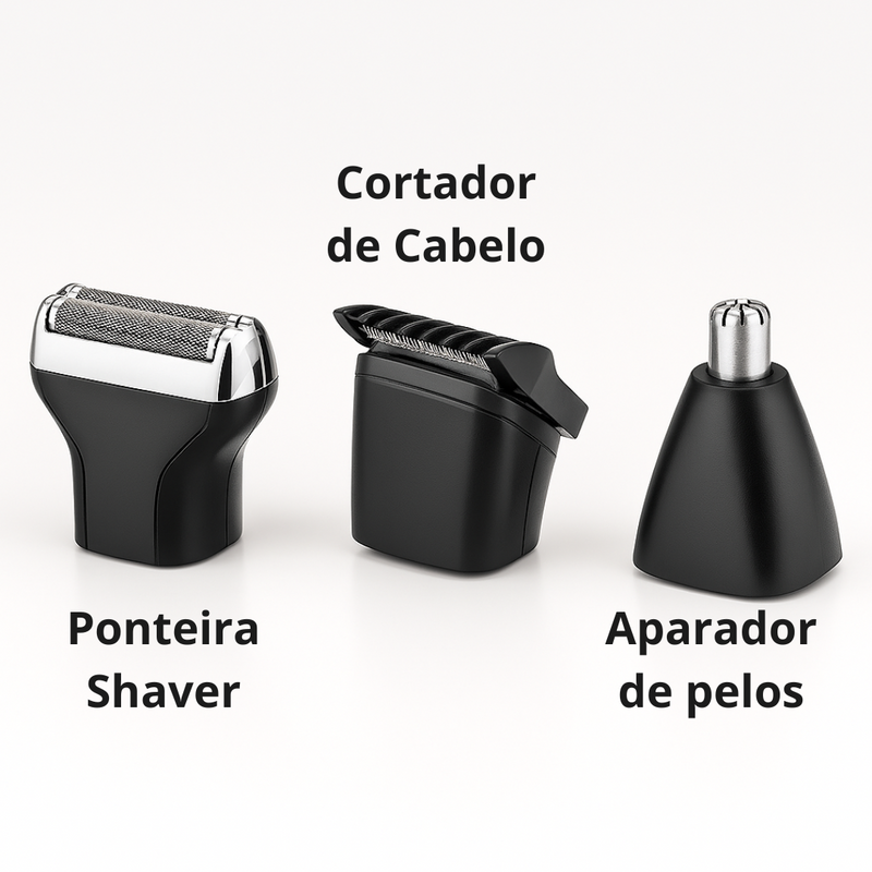 Máquina de Cortar, Barbear e Aparar Kemei + Copo Térmico PERSONALIZADO