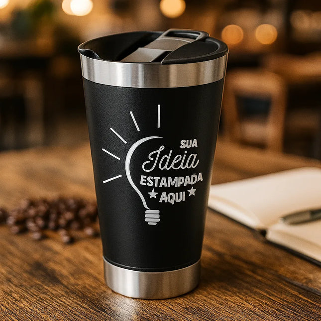 Copo Térmico Inox 473ml – Com Tampa e Abridor