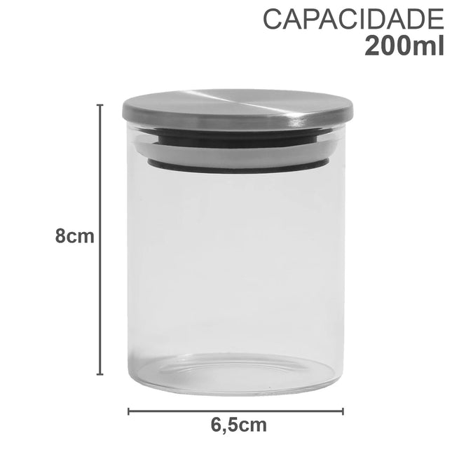 Conjunto Potes Herméticos Inox Bemorata