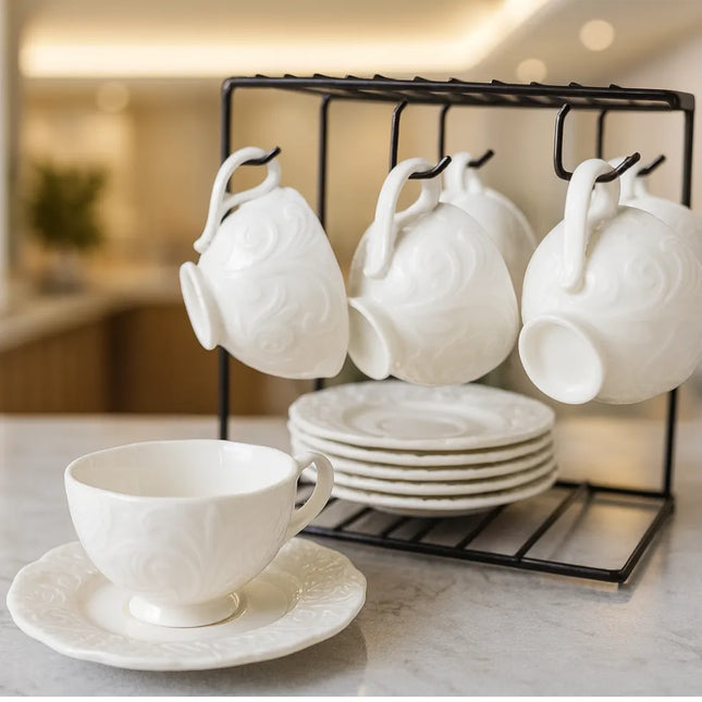 Conjunto de Xícaras Flor de Porcelana Bemorata
